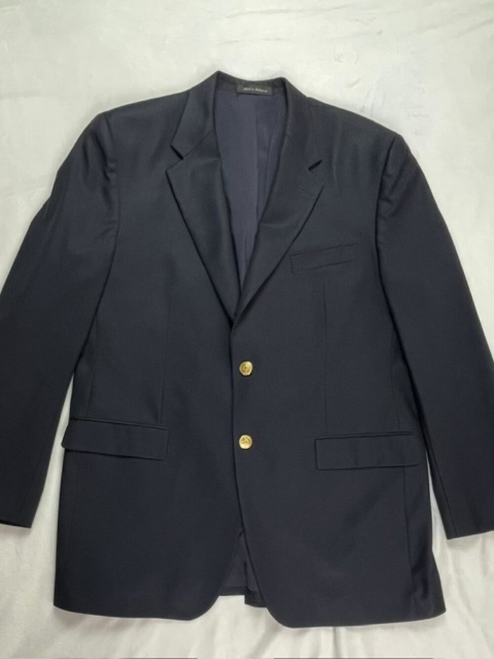 Lauren Ralph Lauren Men's Gold Button 100% Wool Blazer, Black, Size 42L